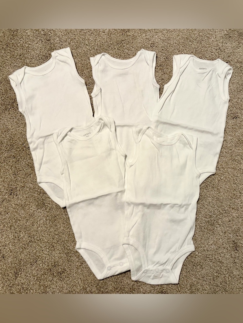 Carter's White Sleeveless Baby One-Piece Bodysuits - 5 Pack
